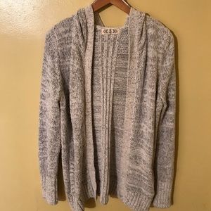 Grey Cardigan with Hoodie